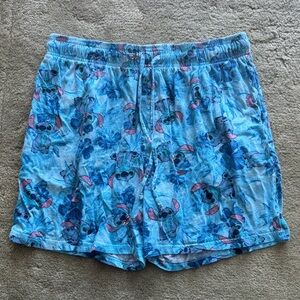 Disney Men's Light Blue Stitch Pattern Sleep Shorts Pajamas